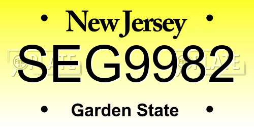 SEG9982 New Jersey License Plate