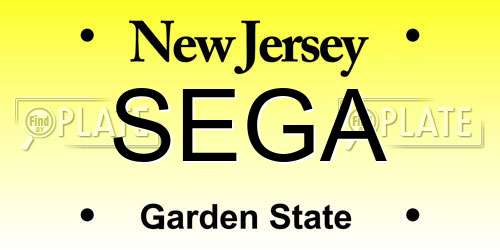 SEGA New Jersey License Plate