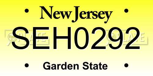 SEH0292 New Jersey License Plate