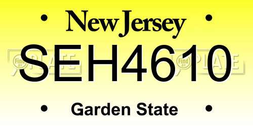 SEH4610 New Jersey License Plate