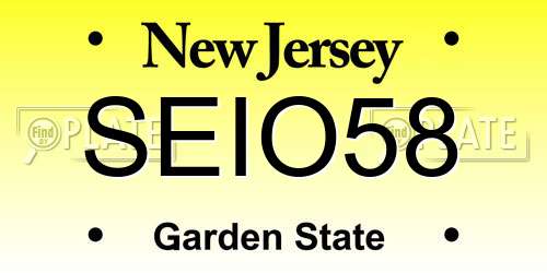 SEIO58 New Jersey License Plate