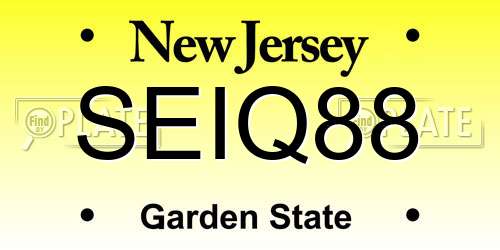 SEIQ88 New Jersey License Plate