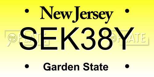 SEK38Y New Jersey License Plate