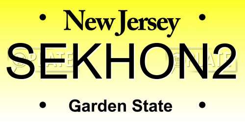 SEKHON2 New Jersey License Plate