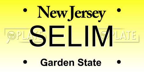 SELIM New Jersey License Plate