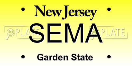 SEMA New Jersey License Plate