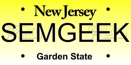 SEMGEEK New Jersey License Plate