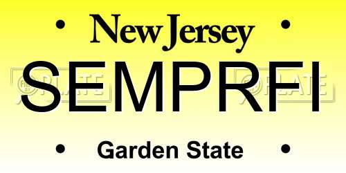 SEMPRFI New Jersey License Plate