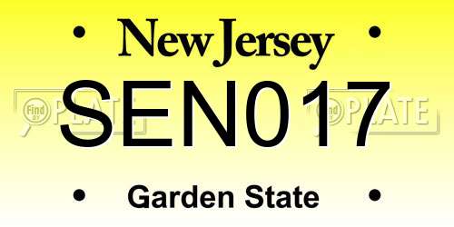 SEN017 New Jersey License Plate