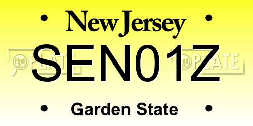 SEN01Z New Jersey License Plate