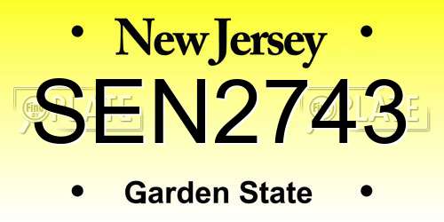 SEN2743 New Jersey License Plate