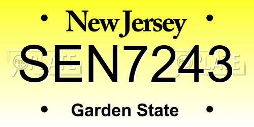 SEN7243 New Jersey License Plate