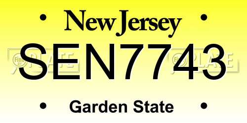 SEN7743 New Jersey License Plate