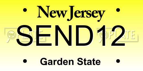 SEND12 New Jersey License Plate