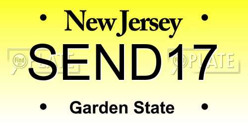 SEND17 New Jersey License Plate