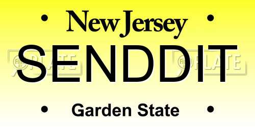 SENDDIT New Jersey License Plate