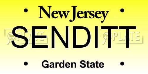 SENDITT New Jersey License Plate