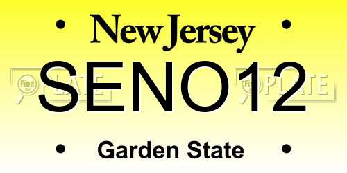 SENO12 New Jersey License Plate