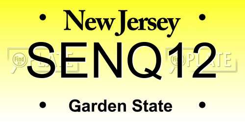SENQ12 New Jersey License Plate