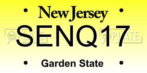 SENQ17 New Jersey License Plate