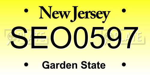 SEO0597 New Jersey License Plate