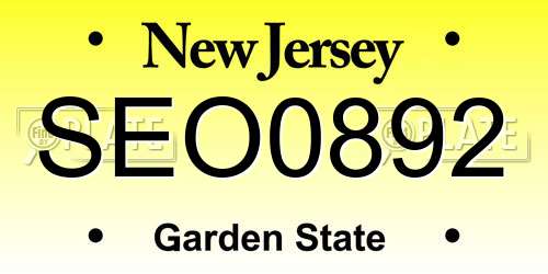 SEO0892 New Jersey License Plate