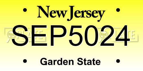 SEP5024 New Jersey License Plate