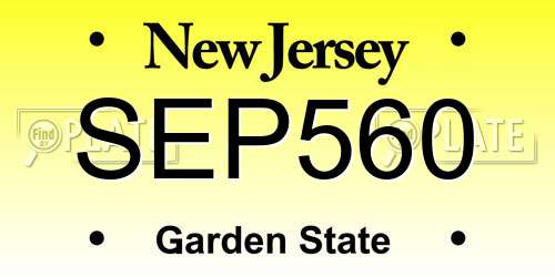 SEP560 New Jersey License Plate