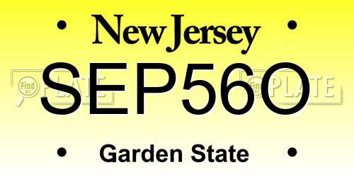 SEP56O New Jersey License Plate