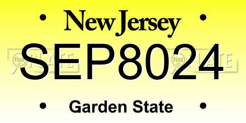 SEP8024 New Jersey License Plate
