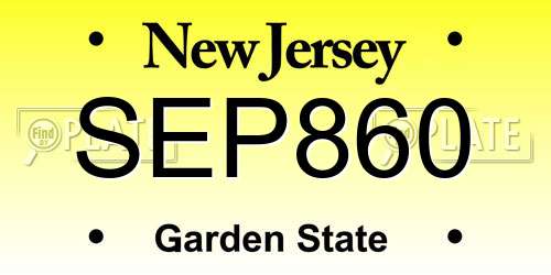 SEP860 New Jersey License Plate
