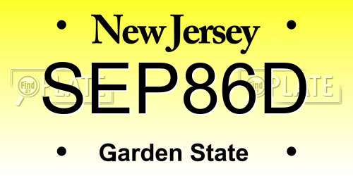 SEP86D New Jersey License Plate