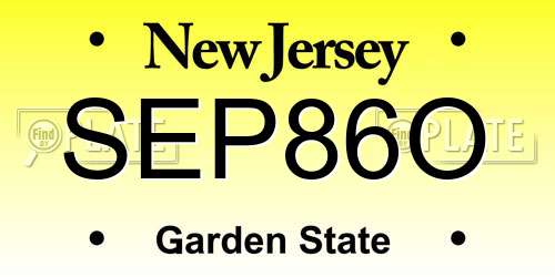 SEP86O New Jersey License Plate
