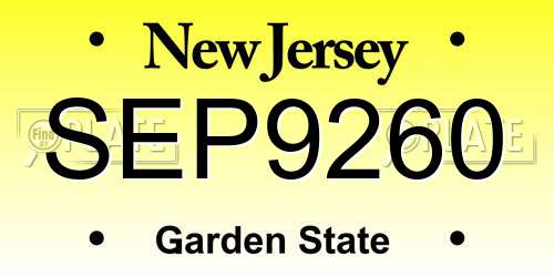 SEP9260 New Jersey License Plate
