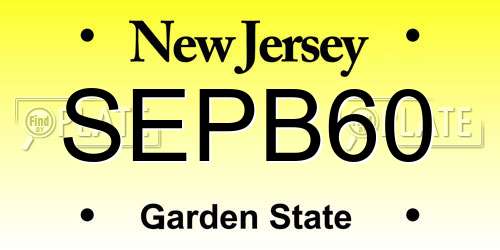 SEPB60 New Jersey License Plate