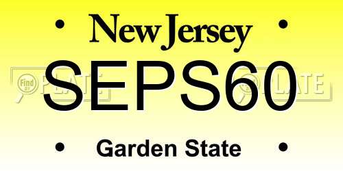 SEPS60 New Jersey License Plate