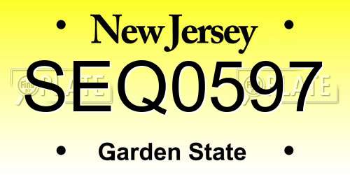 SEQ0597 New Jersey License Plate