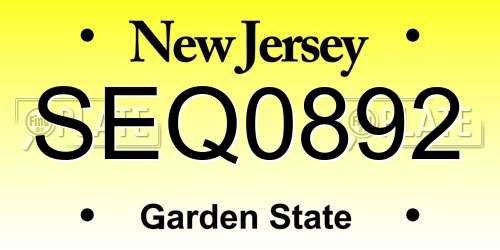 SEQ0892 New Jersey License Plate