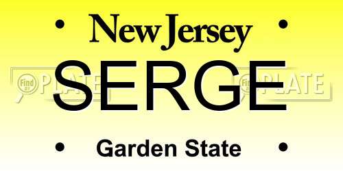 SERGE New Jersey License Plate