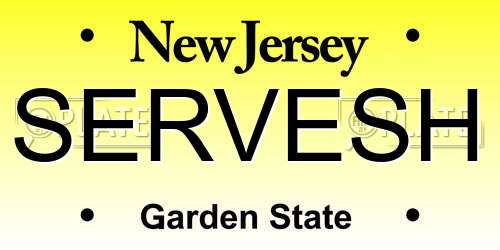 SERVESH New Jersey License Plate