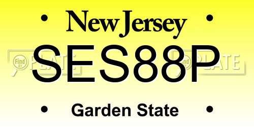 SES88P New Jersey License Plate