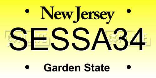 SESSA34 New Jersey License Plate