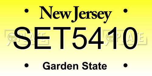 SET5410 New Jersey License Plate