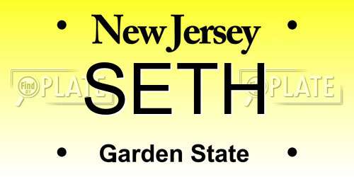 SETH New Jersey License Plate