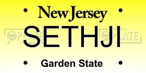 SETHJI New Jersey License Plate