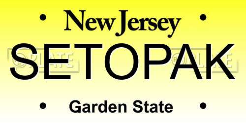 SETOPAK New Jersey License Plate