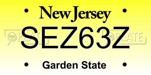 SEZ63Z New Jersey License Plate