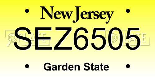 SEZ6505 New Jersey License Plate