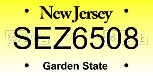 SEZ6508 New Jersey License Plate
