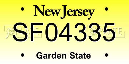 SF04335 New Jersey License Plate